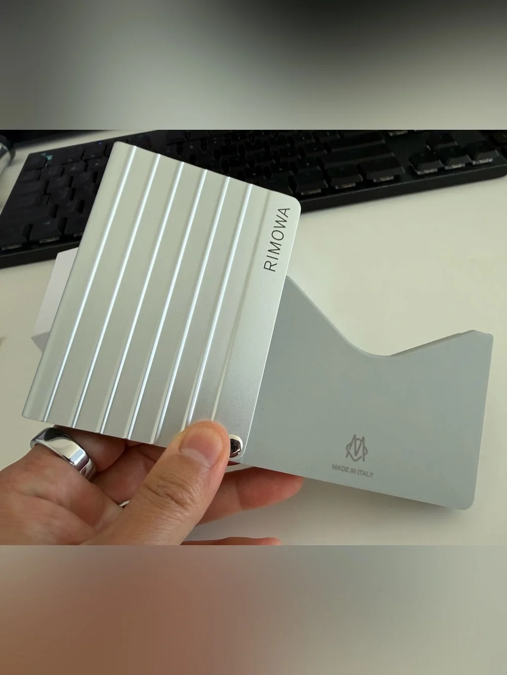 RIMOWA Silver Aluminum Card Holder